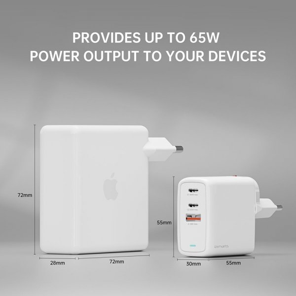 4smarts Laturi GaN Flex 65W 2 USB-C+1 USB-A