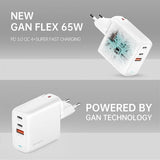 4smarts Laturi GaN Flex 65W 2 USB-C+1 USB-A