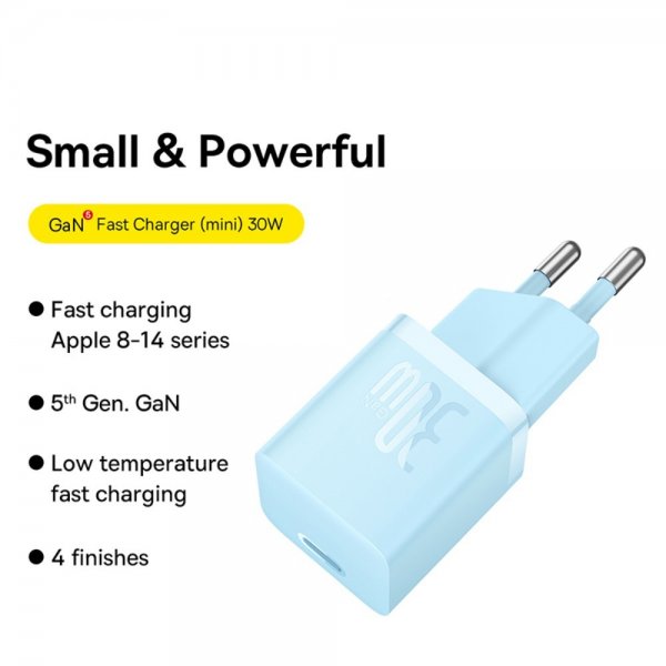 Baseus GaN5 Pikalaturi Mini 30W Sininen