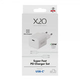 X2O-laturi kaapelilla 1,2 m 25 W USB-C GaN valkoinen