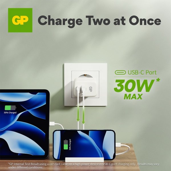GP-laturi PD 30W USB-A + USB-C