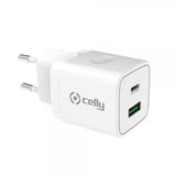 Celly Laturi USB-A/USB-C 20W Valkoinen
