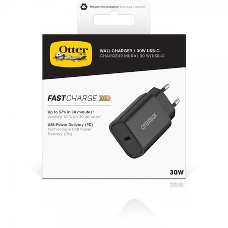 Otterbox-laturi, seinälaturi, 30 W, USB-C, musta