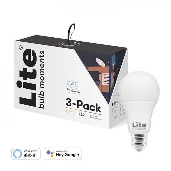 Lite bulb moments White & Color Ambience (RGB) E27 lamppu - 3 kpl:n pakkaus
