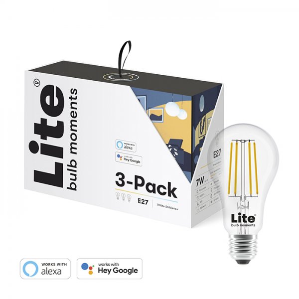 Lite Bulb Moments White Ambience E27 Filament-lamppu - 3 kpl:n pakkaus