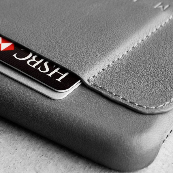 Mujjo iPhone 6/6S Plus Täysnahkainen Lompakkokotelo Harmaa