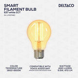 Deltaco Smart Home LED-lamppu Filament E27 WiFi A60 5.5W