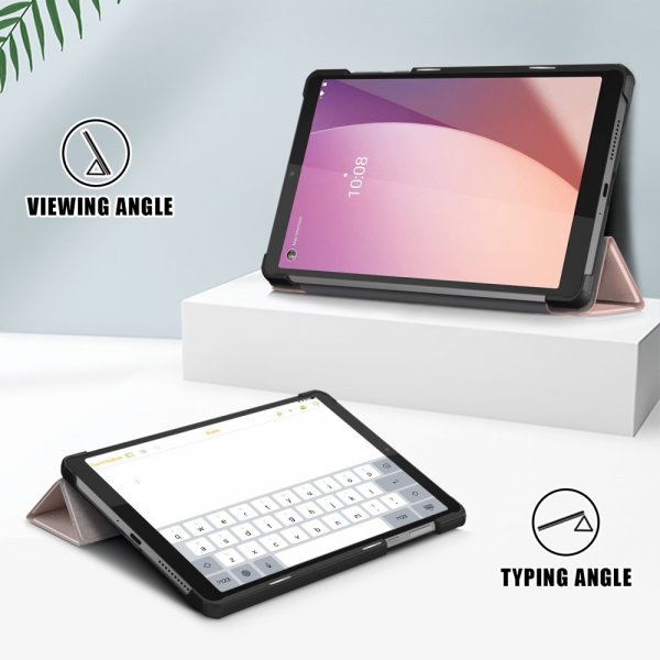 Lenovo Tab M8 (4. sukupolvi) TB300 Folio-kotelo, kolmiosainen, ruusukulta