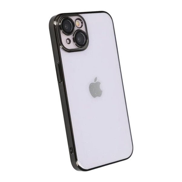 iPhone 15 Kuori Glitter Läpinäkyvä Iskunkestävä Musta