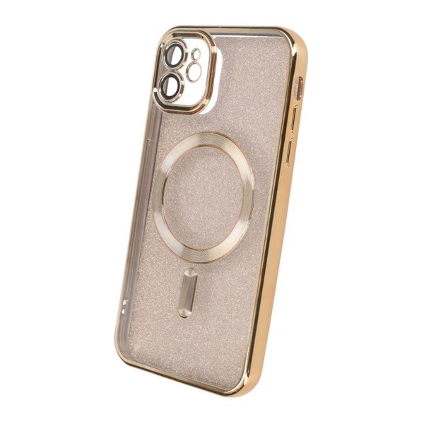 iPhone 11 Suojakuori Glitter Läpinäkyvä MagSafe Kulta