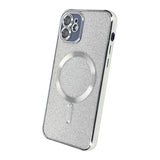 iPhone 11 Suojakuori Glitter Läpinäkyvä MagSafe Hopea