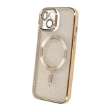 iPhone 14 Kuori Glitter Läpinäkyvä MagSafe Kulta