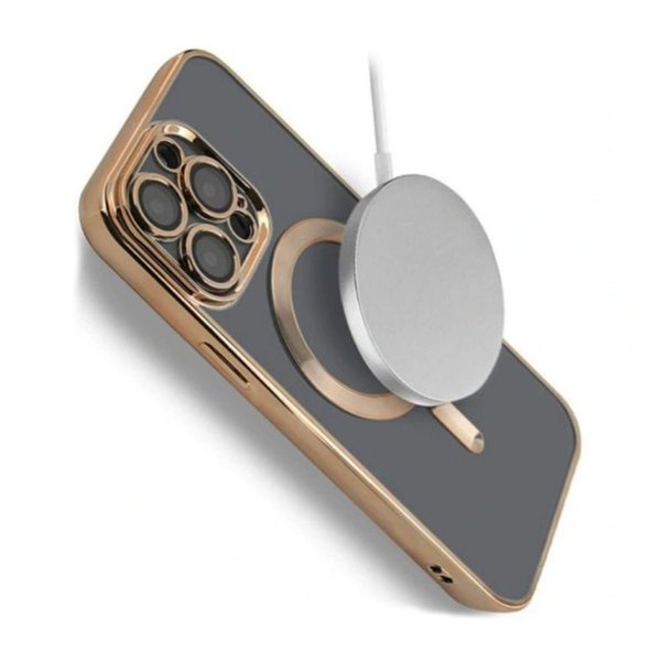 iPhone 15 Pro Max Kuori Kimalteleva Läpinäkyvä MagSafe Kulta