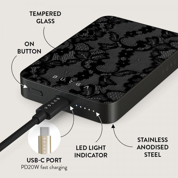 Burga Powerbank MagSafe 5000 mAh Magneettinen Metallinharmaa