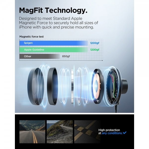 Spigen MagSafe-autoteline langattomalla latauksella OneTap Pro 4 Air Vent