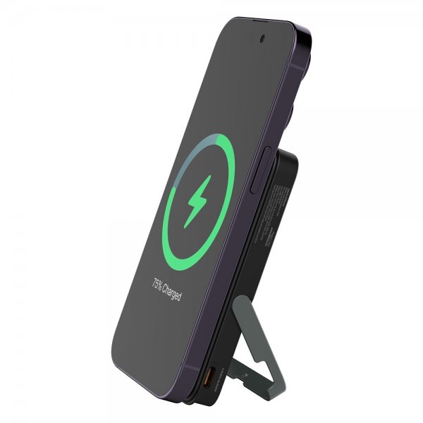 Deltaco MagSafe Powerbank jalustalla 5000 mAh 20W Musta