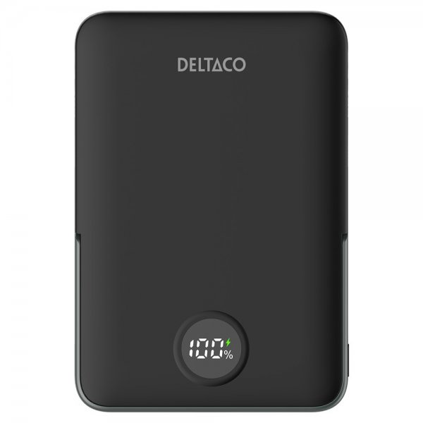 Deltaco MagSafe Powerbank jalustalla 5000 mAh 20W Musta
