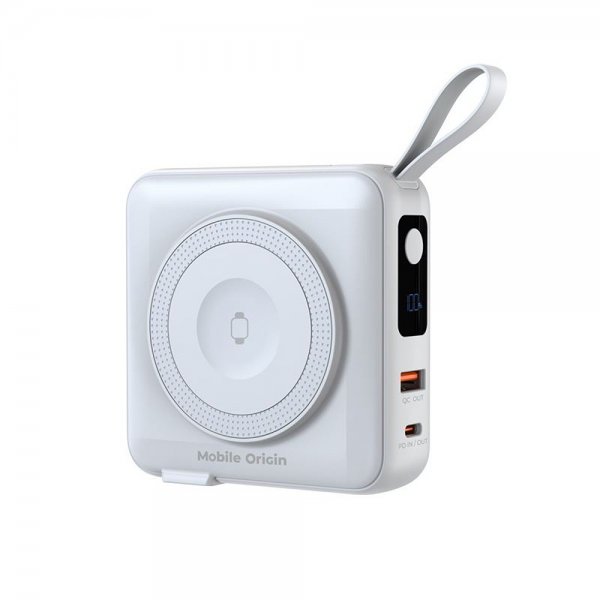 Mobile Origin MagSafe-varavirtalähde/matkalaturi Sisäänrakennetut kaapelit/Apple Watch -lataus Valkoinen