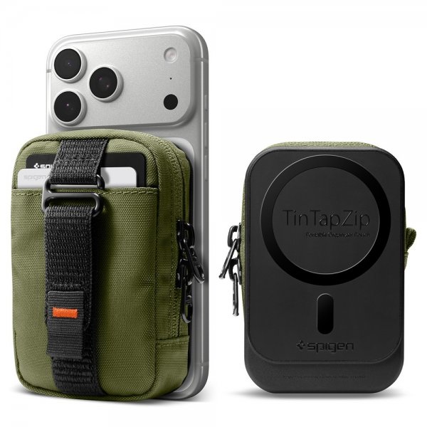 Spigen MagSafe Kotelo Kannettava Järjestelylaukku Snap Zip MagFit Olive Green
