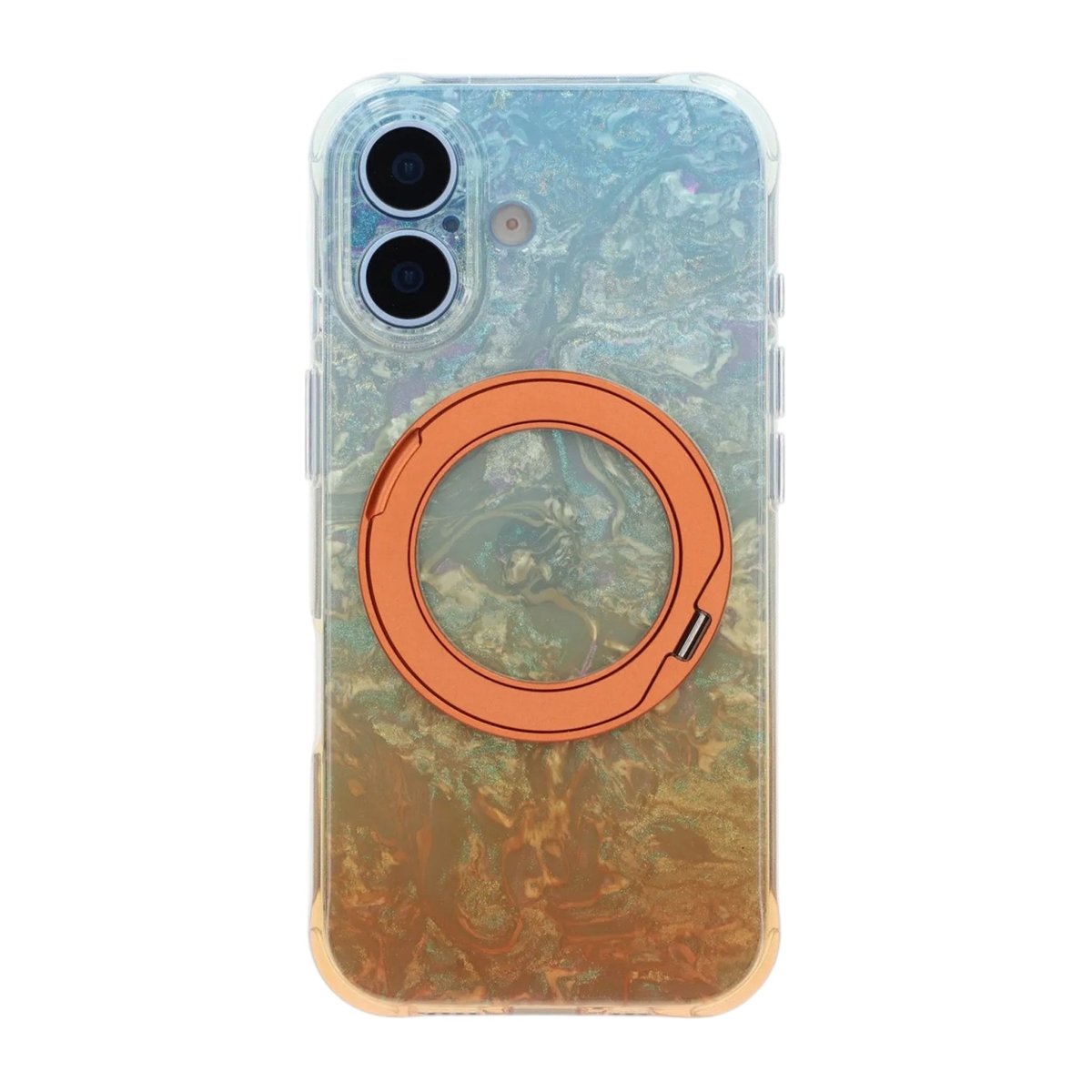 iPhone 17 Marmoroitu Kuori MagSafe-jalustalla Oranssi
