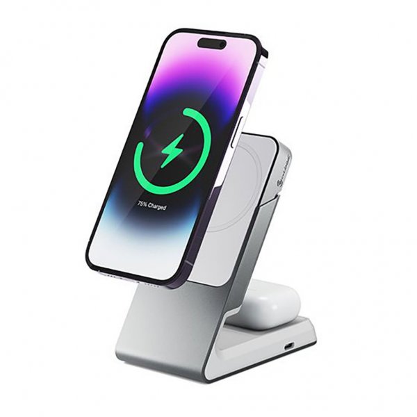 ALOGIC Matrix 2-in-1 Universaali Magneettinen Lataustelakka MagSafe Valkoinen