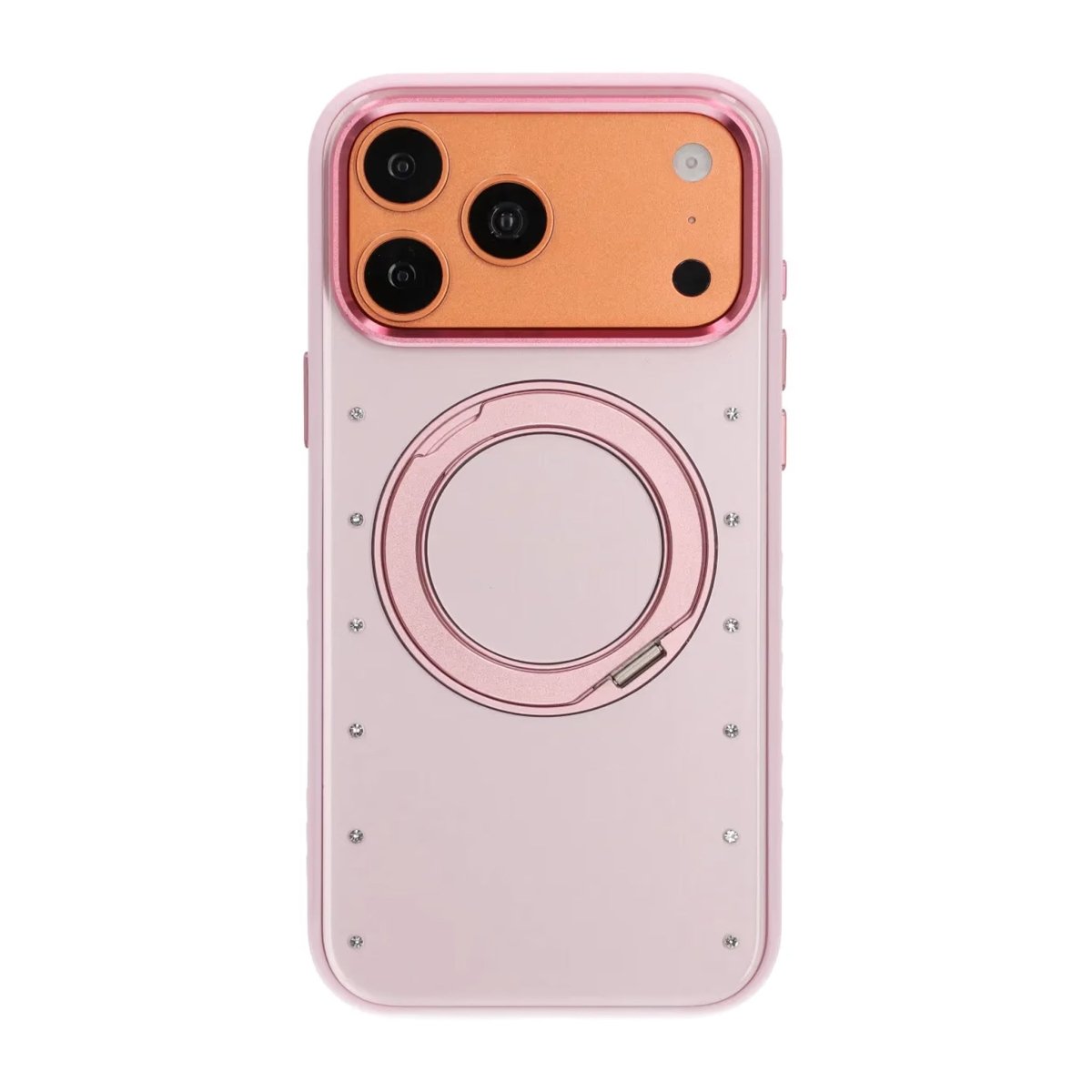 iPhone 17 Pro/iPhone 18 Pro Kuori MagSafe-teline strassikivillä Vaaleanpunainen
