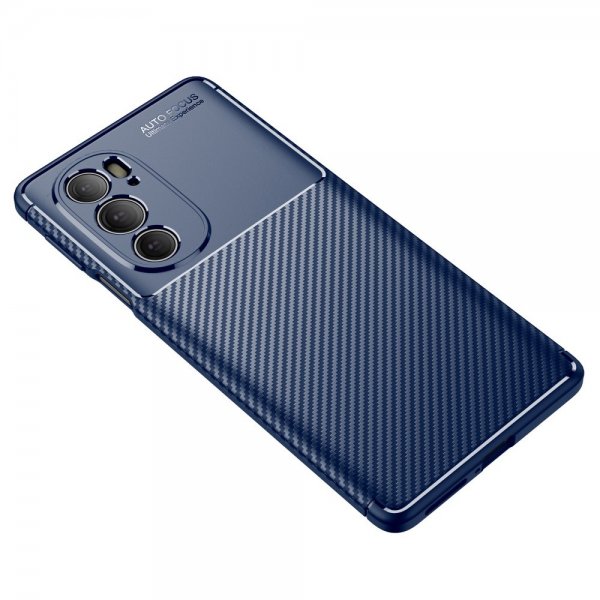 Motorola Edge 30 Pro Suojakuori Hiilikuitukuviointi Sininen