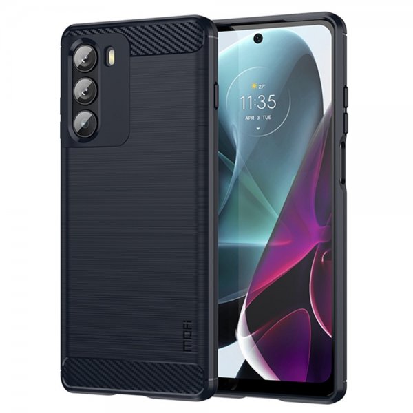 Mofi Motorola Moto G200 Kuori Harjattu hiilikuitukuvio Sininen