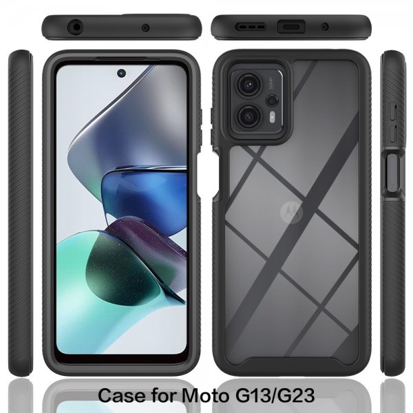 Motorola Moto G23 Kuori sisäänrakennetulla näytönsuojalla Punainen
