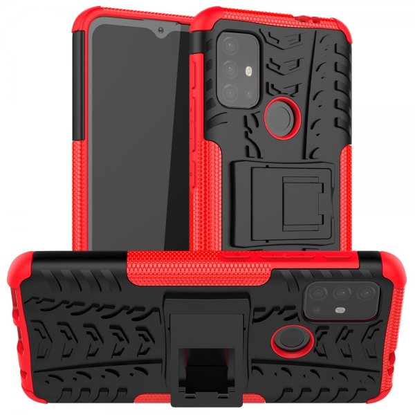 Motorola Moto G30 Kuori Rengaskuvio Jalustatoiminto Punainen