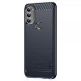 Mofi Motorola Moto G71 5G -kuori harjatulla hiilikuitutekstuurilla, sininen
