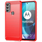 Motorola Moto G71 5G Suojakuori Harjattu Hiilikuitukuvio Punainen