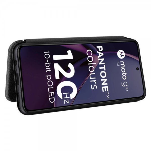 Motorola Moto G84 -hiilikuitukuvioinen suojakuori, musta