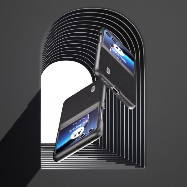 ABEEL Motorola Razr 40 Ultra Kuori Aitoa nahkaa Musta