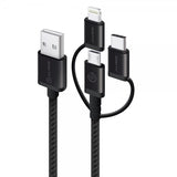 ALOGIC 3-in-1 Kaapeli Micro USB/Lightning/USB-C 30cm Musta
