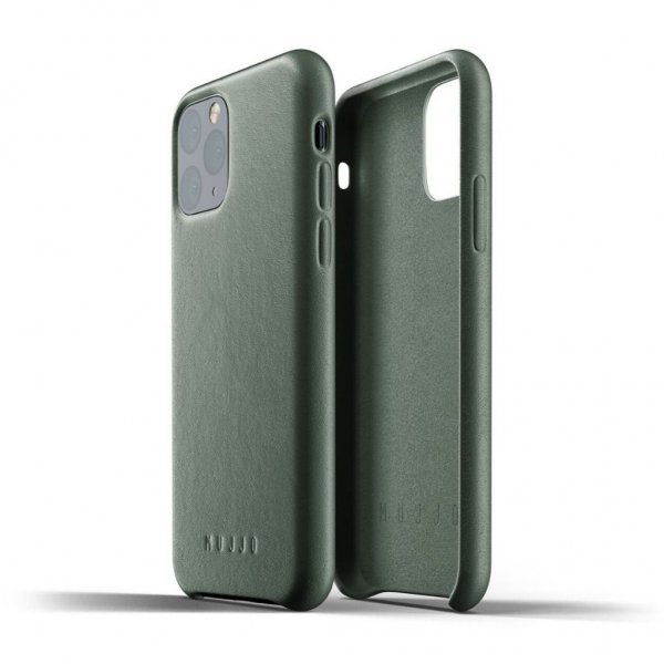 Mujjo iPhone 11 Pro -suojakuori, täysnahkainen, Slate Green