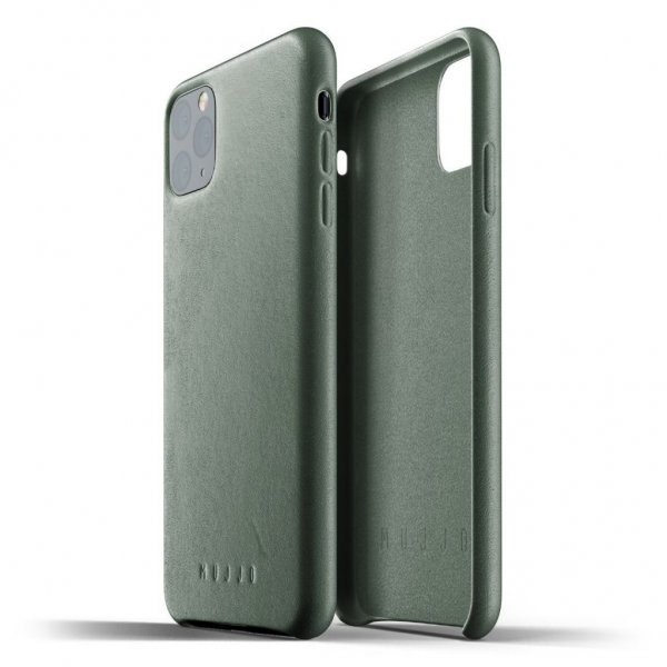 Mujjo iPhone 11 Pro Max -kuori, täysnahkainen, Slate Green