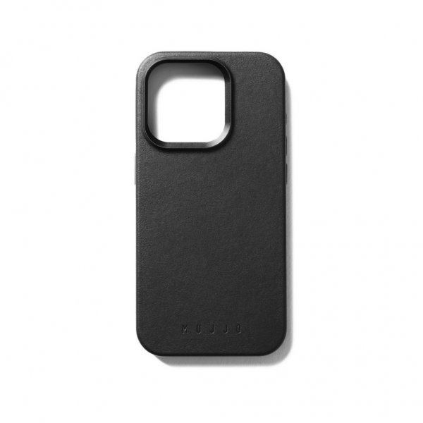 Mujjo iPhone 15 Pro Kuori Täysnahkainen Kotelo MagSafe Musta