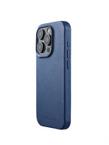 Mujjo iPhone 15 Pro -suojakuori, täysnahkainen, MagSafe, Monaco Blue