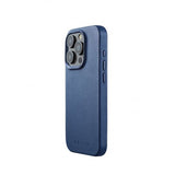 Mujjo iPhone 15 Pro -suojakuori, täysnahkainen, MagSafe, Monaco Blue