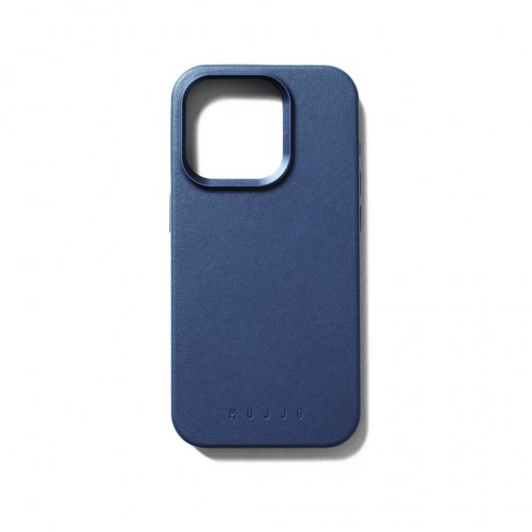 Mujjo iPhone 15 Pro -suojakuori, täysnahkainen, MagSafe, Monaco Blue