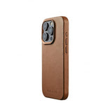 Mujjo iPhone 15 Pro -suojakuori, täysnahkainen, MagSafe, Dark Tan