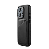 Mujjo iPhone 15 Pro Kuori Täysin nahkainen lompakkokotelo MagSafe Musta