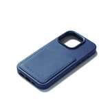 Mujjo iPhone 15 Pro -suojakuori, Full Leather Wallet Case MagSafe Monaco Blue