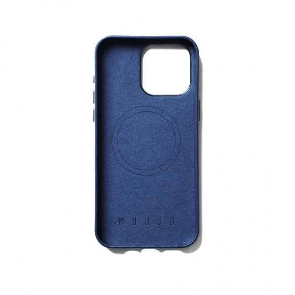 Mujjo iPhone 15 Pro Max -kotelo, täysin nahkainen kotelo MagSafe Monaco Blue