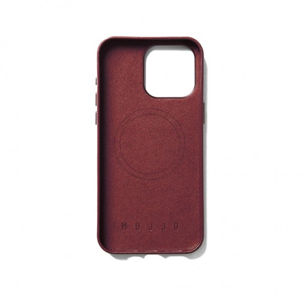 Mujjo iPhone 15 Pro Max Kuori Täysnahkainen Suojakotelo MagSafe Burgundy