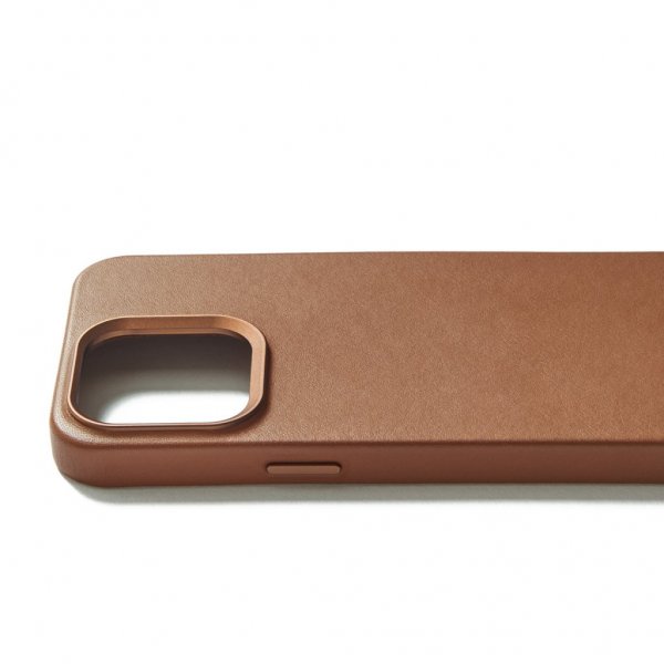 Mujjo iPhone 15 Pro Max -kotelo, täysin nahkainen MagSafe-kuori, Dark Tan