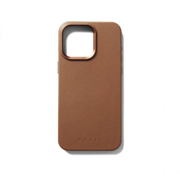Mujjo iPhone 15 Pro Max -kotelo, täysin nahkainen MagSafe-kuori, Dark Tan