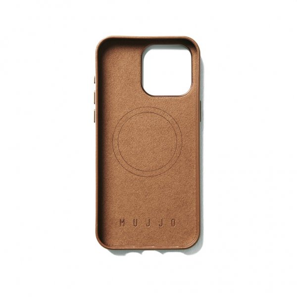 Mujjo iPhone 15 Pro Max -kotelo, täysin nahkainen MagSafe-kuori, Dark Tan