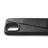 Mujjo iPhone 15 Pro Max Kuori Full Leather Wallet Case MagSafe Musta